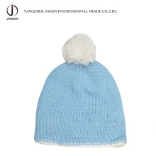 Chapéu de malha Bobble Acrílico Chapéu De Malha com Pompom Acrílico Malha Beanie Acrílico Kintted Toque Inverno Bobble Hat